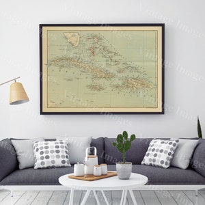 old map of The Bahamas Historic Bahama Map 1888 antique Old World Restoration Style nautical chart Map Fine Art Print CARIBBEAN wall map image 1