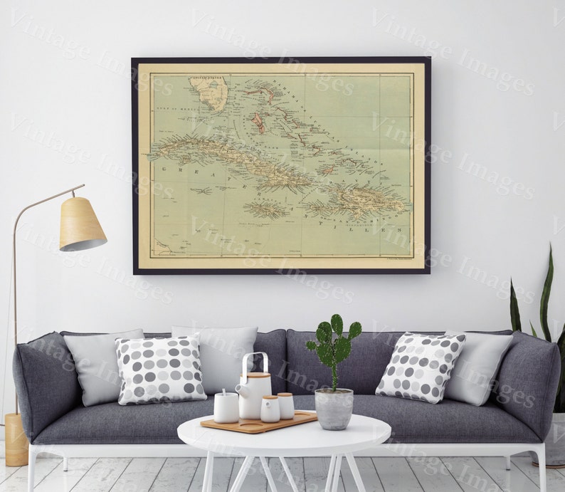 old map of The Bahamas Historic Bahama Map 1888 antique Old World Restoration Style nautical chart Map Fine Art Print CARIBBEAN wall map image 1