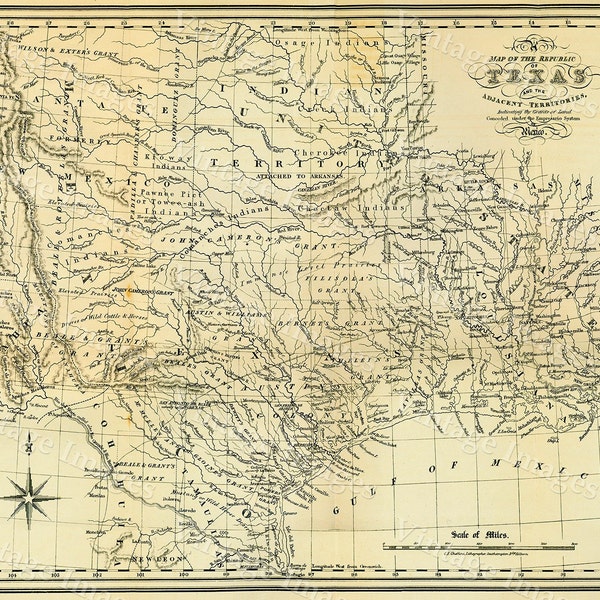 Texas wall Map 1841 Republic of Texas map, Texas state Historical map, Antique Restoration decorator Style  up to 42" x 53" Texas Art Print
