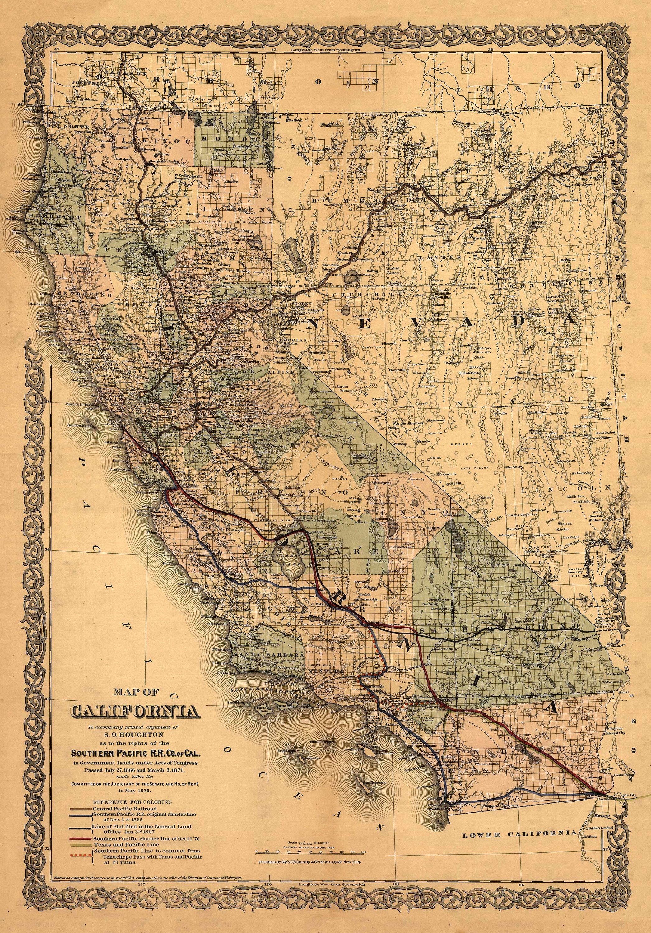 1876 Mapa Antiguo De California Póster De Mapa De California Etsy México