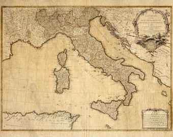 Italy map - Vintage Italian map - Antique map print - Vintage map of Italy - Fine reproduction - Map Decor - Giant Wall Map - French Map