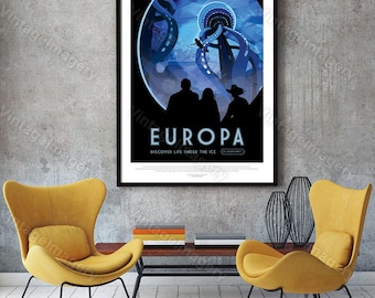 Europa NASA Poster ExoPlanet 2016 NASA/JPL Space Travel Poster Space Art Great Gift idea Astronomy Kids Room Office man cave Wall Art print