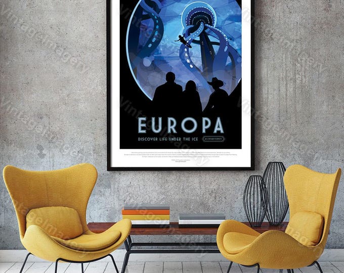 Europa NASA Poster ExoPlanet 2016 NASA/JPL Space Travel Poster Space Art Great Gift idea Astronomy Kids Room Office man cave Wall Art print