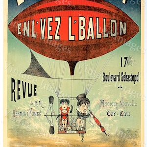 Vintage Poster 1884 French Hot Air Balloon Poster Eden Concert Poster Old French Poster fine art print wall decor