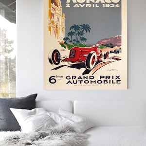 1934 Monaco Grand Prix Poster, Race Fan Gift, Fine Art Print, Formula 1 racing poster print, Wall Decor image 6