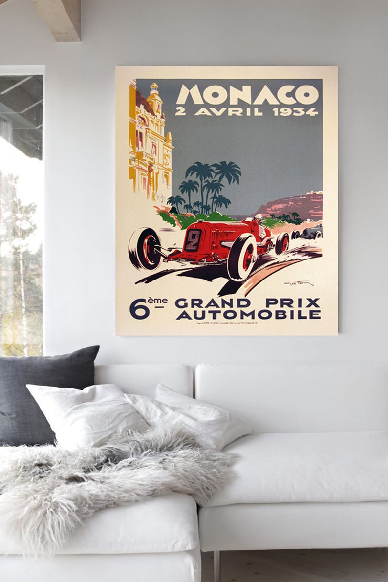 1934 Monaco Grand Prix Poster, Race Fan Gift, Fine Art Print, Formula 1 racing poster print, Wall Decor image 6