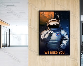 We Need You! NASA Mars explorers wanted NASA/JPL Space Travel Poster Space Art Great Gift idea for Kids Room Office man cave Wall Art Print