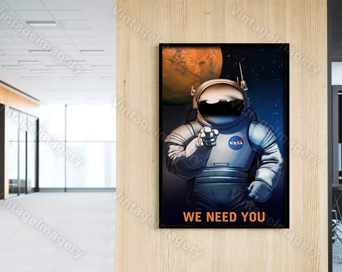 We Need You! NASA Mars explorers wanted NASA/JPL Space Travel Poster Space Art Great Gift idea for Kids Room Office man cave Wall Art Print