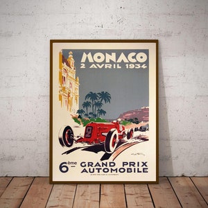 1934 Monaco Grand Prix Poster, Race Fan Gift, Fine Art Print, Formula 1 racing poster print, Wall Decor image 4