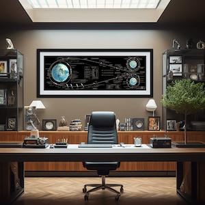 NASA Flugplan, Apollo bemannte Mondlandung, Lunar Mission Flugbahn, Mondlandung, Apollo 11 Infografik, Vintage Nasa Plakat, 1969.