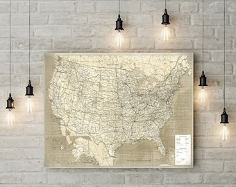 Large UNITED STATES Executive wall map United States of America Map Poster Travel Map USA Map Print Map of the us Wall Art Travel Gift Decor