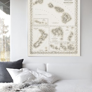 Old Hawaii map Vintage Hawaiian map Sandwich Islands map 1841 Antique Restoration Style map wall chart Map Fine art Print housewarming gift