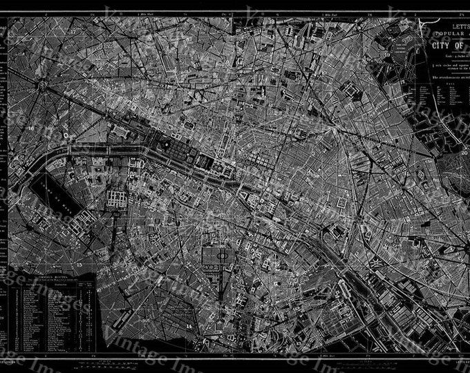 Map of Paris Giant 1883 Historic Paris Map Black & White map Antique Restoration Decor Style wall Map Fine art Print Poster old map of Paris