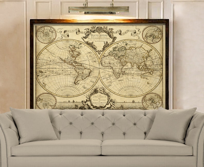 Giant Historic World Map 1720 Old Antique Style World Map Fine Art Print Old world map Wall Map Decor Housewarming gift image 4