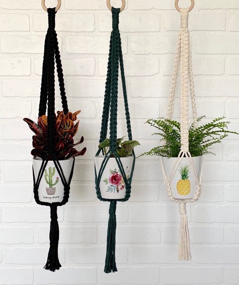 XSmall Macrame Plant Hanger Square Knot Cotton Cord Etsy