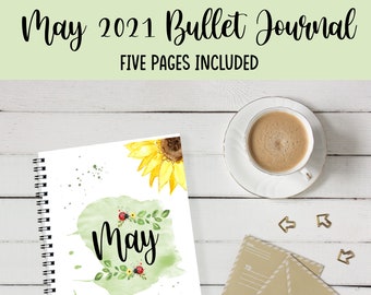 May, Digital Planner, Lady Bug Printable art, 2021 printable planner, Printable Calendar, Planner Inserts, Bujo, Bujo Printable, Bujo Kit