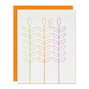 Linda tarjeta del Día de la Madre - Pájaros y flores - Tarjeta del Día de la Madre feliz - Tarjeta de felicitación Letterpress