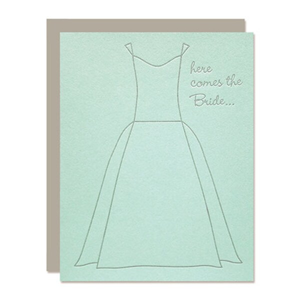 Engagement Card - Here Comes the Bride - Letterpress Greeting Card