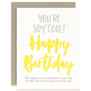 Carte d’anniversaire amusante - Anniversaire végétalien - Anniversaire végétarien - Soja Cool - Carte de vœux typographique