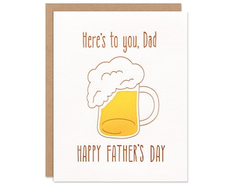 Beer Mug Father's  Day Card - Hipster Father's Day - Toast to Dad - Letterpress Greeting Card