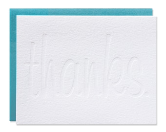 Thank You Card - Thanks - Blind Emboss - Letterpress Greeting Card