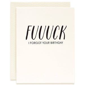 Tarjeta de cumpleaños tardía divertida - Fuuuck lo olvidé - Tarjeta de felicitación tipográfica