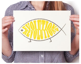 Typografie Art Print - Evolution is Revolution - Evolution Art Print - Typografie Druck