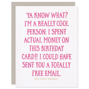 Funny Birthday Card - All About Me - Sarcastic Birthday - Letterpress Greeting Card