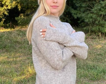 Alpaca sweater Knitted alpaca silk sweater Wool hand made sweater Alpaca pullover Soft sweater Wool alpaca women sweater Gift for her