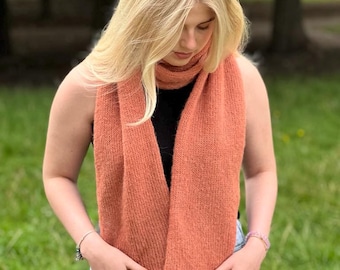 Hand Knit Alpaca Silk Scarf: Soft Warm Winter Accessory