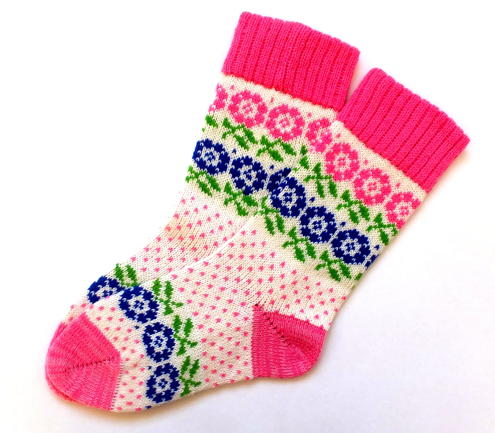 Vintage Wool Socks With Flowers Patterns. Gift for Moms Day. Etsy