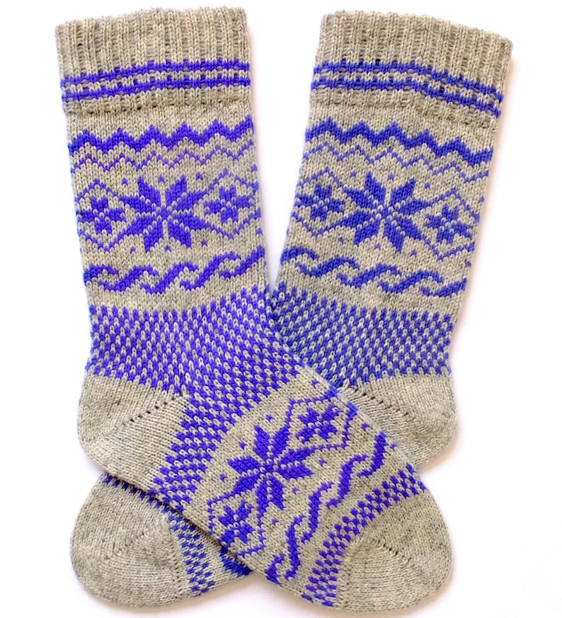 Classic Scandinavian Wool Socks With Stars Patterns. Thick Socks. Wool ...