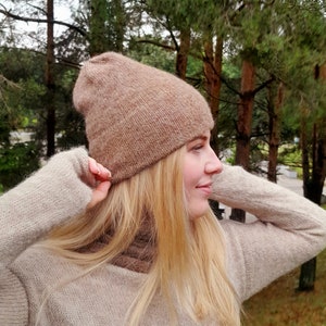 Alpaca wool beanie, Soft knitted wool hat, Alpaca Silk hand made hat, hat beanie for autumn winter spring , Christmas gift image 3