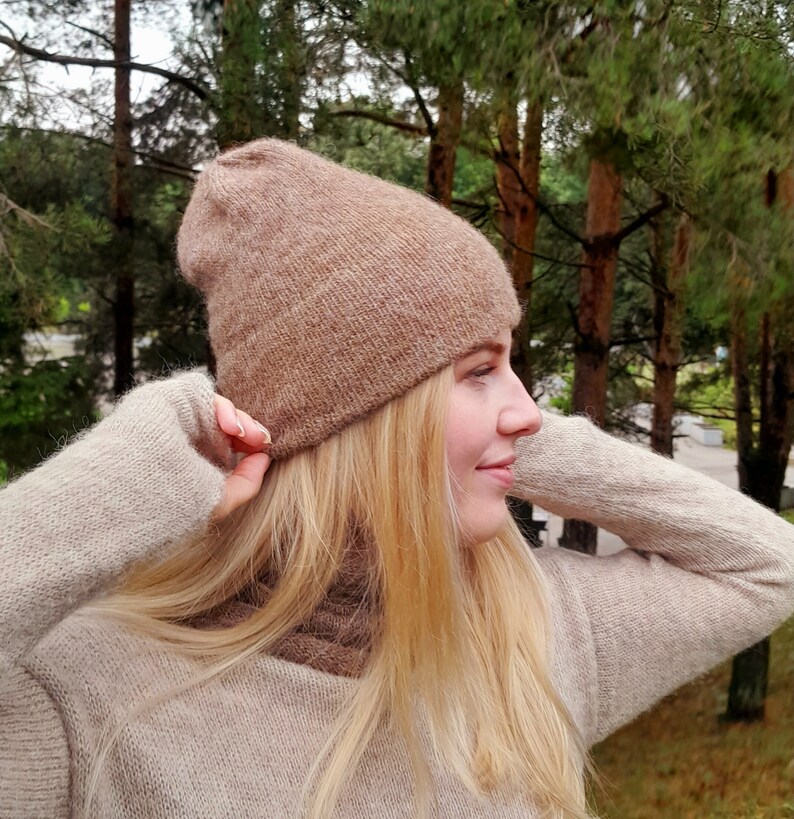 Alpaca wool beanie, Soft knitted wool hat, Alpaca Silk hand made hat, hat beanie for autumn winter spring , Christmas gift image 3