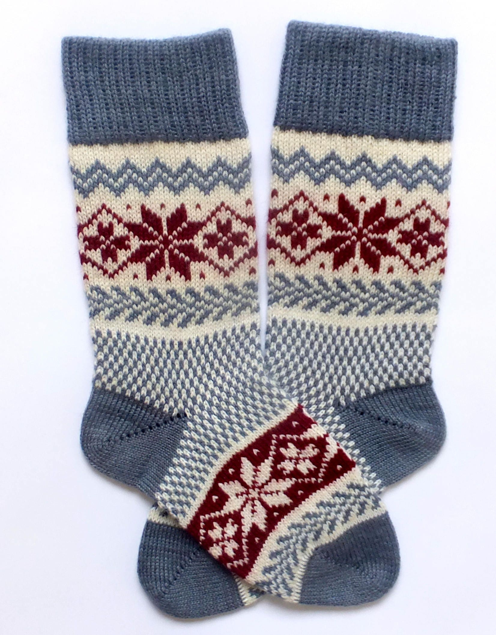 Knit Wool Socks With Patterns Scandinavian Style Christmas - Etsy