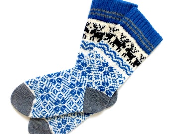 Knit wool socks with patterns Hand made wool socks with patterns Gift wool socks Women and Men wool socks