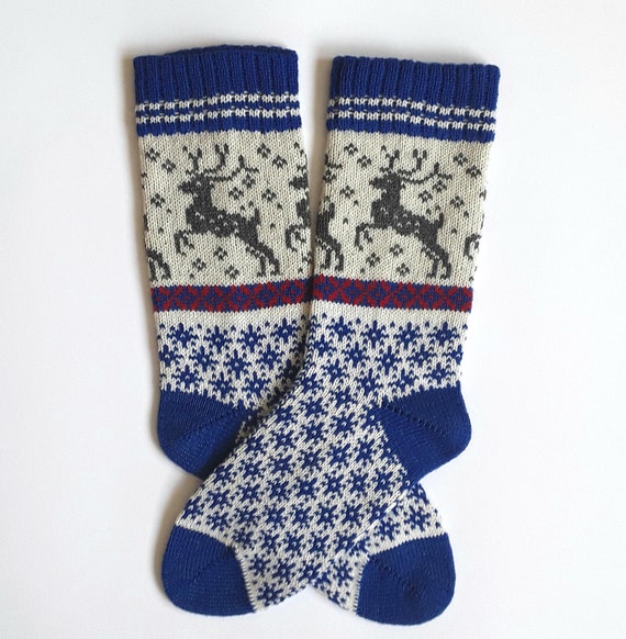 Christmas wool socks with Deer Women and Men Christmas wool | Etsy