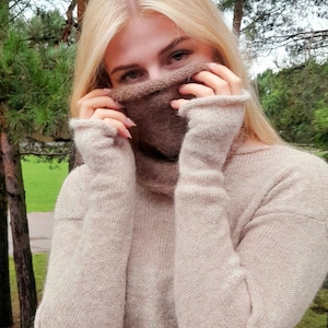 Neck warmer Alpaca Silk wool Neck gaiter Face mask Knitted neck scarf Face warmer Women Men Girl Boy cowl neck soft warm neck warmer Mom gif
