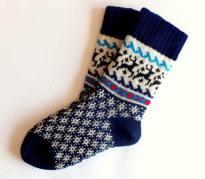 Christmas Wool Socks Knit Wool Socks With Patterns Women and - Etsy