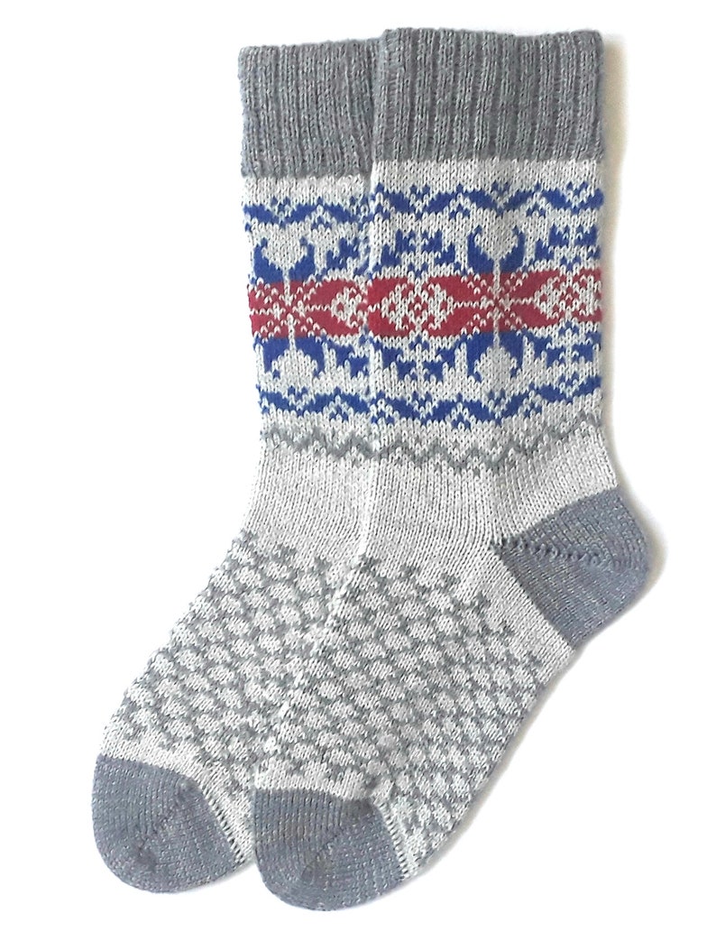 READY TO SHIP Wool Socks With Patterns Gray Knit Wool Socks - Etsy