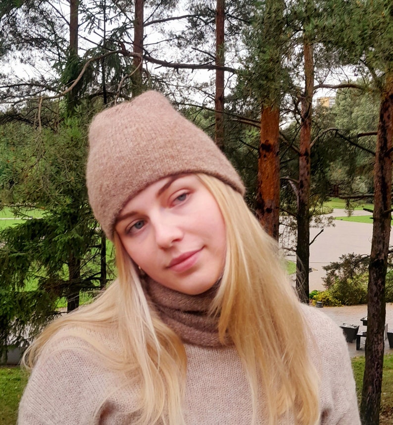 Alpaca wool beanie, Soft knitted wool hat, Alpaca Silk hand made hat, hat beanie for autumn winter spring , Christmas gift image 2