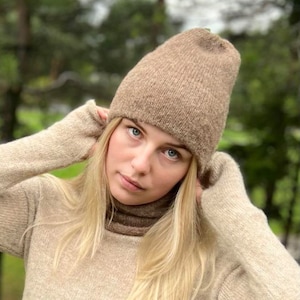 Alpaca wool beanie, Soft knitted wool hat, Alpaca Silk hand made hat, hat beanie for autumn winter spring , Christmas gift