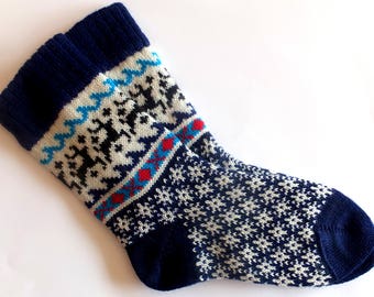 Christmas wool socks Knit Wool socks with patterns Women and Men Christmas socks Gift socks