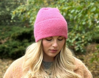 Spring women hat- knitted alpaca-silk girl beanie-choice of many colors-organic threads