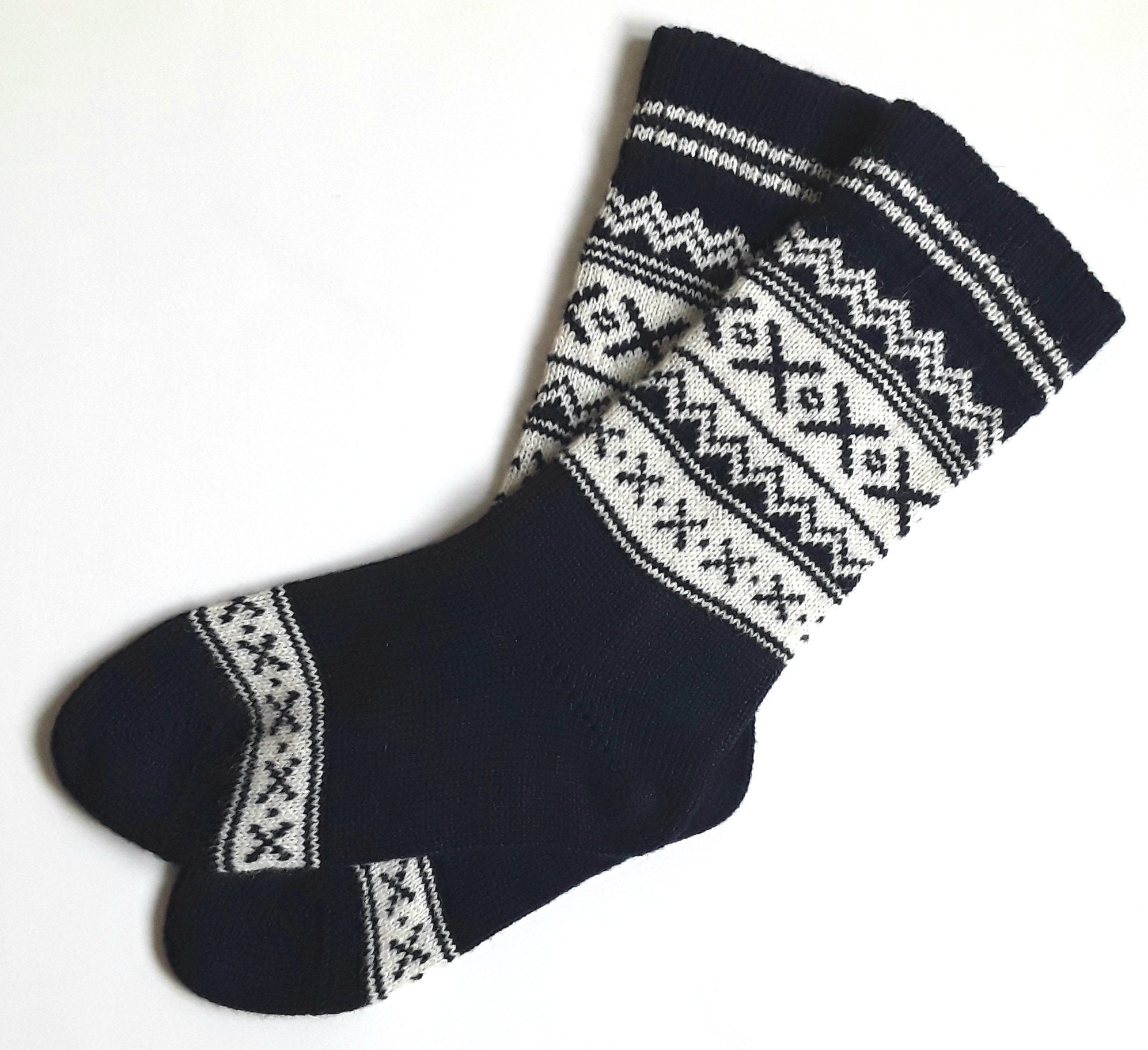 Wool Socks With Patterns Navy Blue Wool Socks Geometric - Etsy