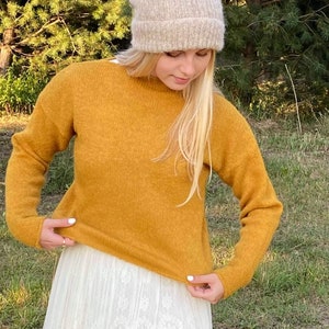 Alpaca silk sweater Hand made alpaca sweater Warm alpaca sweater Women sweater Knit alpaca silk sweater Wool alpaca sweater Spring sweater