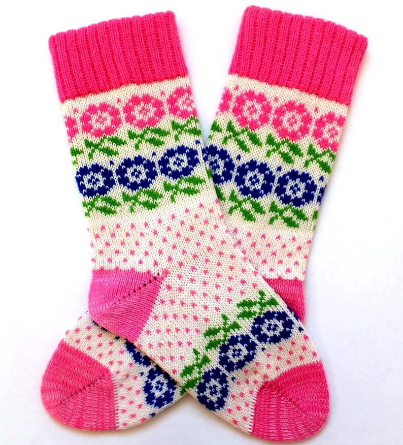 Vintage Wool Socks With Flowers Patterns. Gift for Moms Day. Etsy