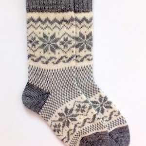 Classic Scandinavian Wool Socks with patterns. Women and Men wool socks. Gray wool socks. Warm socks. Leg warmer. image 2