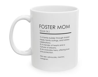 Taza con la definición de madre adoptiva, regalo sentimental para madre adoptiva, texto reflexivo con el sustantivo "madre adoptiva".