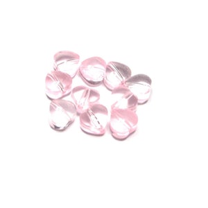10 pc - 5-6 mm Heart Czech glass pink miniature beads beading jewelry craft supplies transparent Valentine&#39;s Day love gift